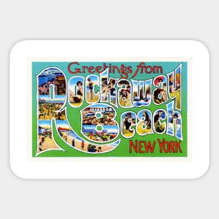 Greetings from Rockaway Beach, New York - Vintage Large Letter Postcard Sticker